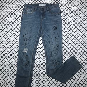 Hot Topic (Jet) Doodle Skinny Jeans <3